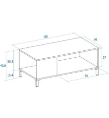 Mesa centro Tokio  100x50 cm Albo / rayado