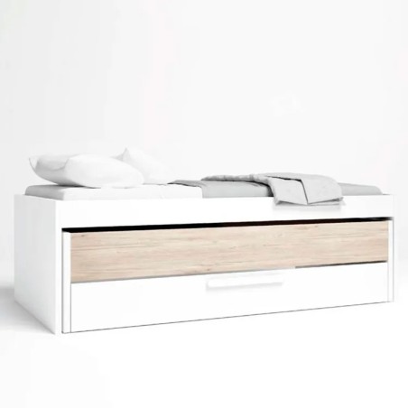 Compacto , cama desp, caj Estelle 212cm blaco mate /sahara