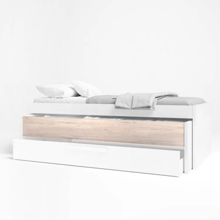 Compacto , cama desp, caj Estelle 212cm blaco mate /sahara