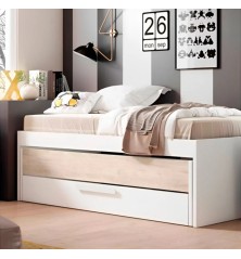 Compacto , cama desp, caj Estelle 212cm blaco mate /sahara