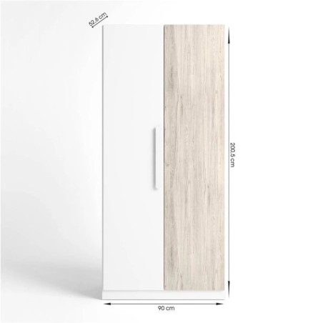 Armario 2 ptas Estelle 90x200cm blanco mate /sahara