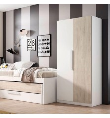 Armario 2 ptas Estelle 90x200cm blanco mate /sahara