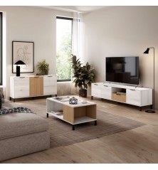 Composición salón completa Tokio Blanco albo /roble rayado