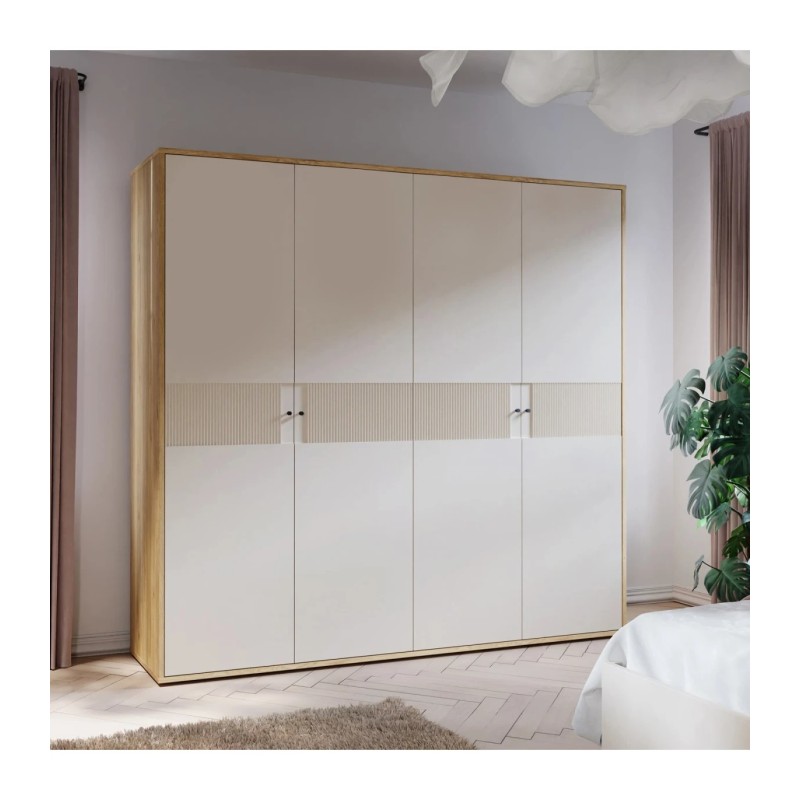 Armario B27  4 puertas abatibles de 224x60x215 cm en mauvella y sand