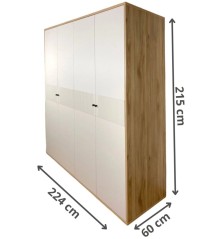 Armario B27  4 puertas abatibles de 224x60x215 cm en mauvella y sand