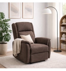 SILLON MOD. DOMA RELAX MANUAL C/ CHOCO Y GRIS TELA