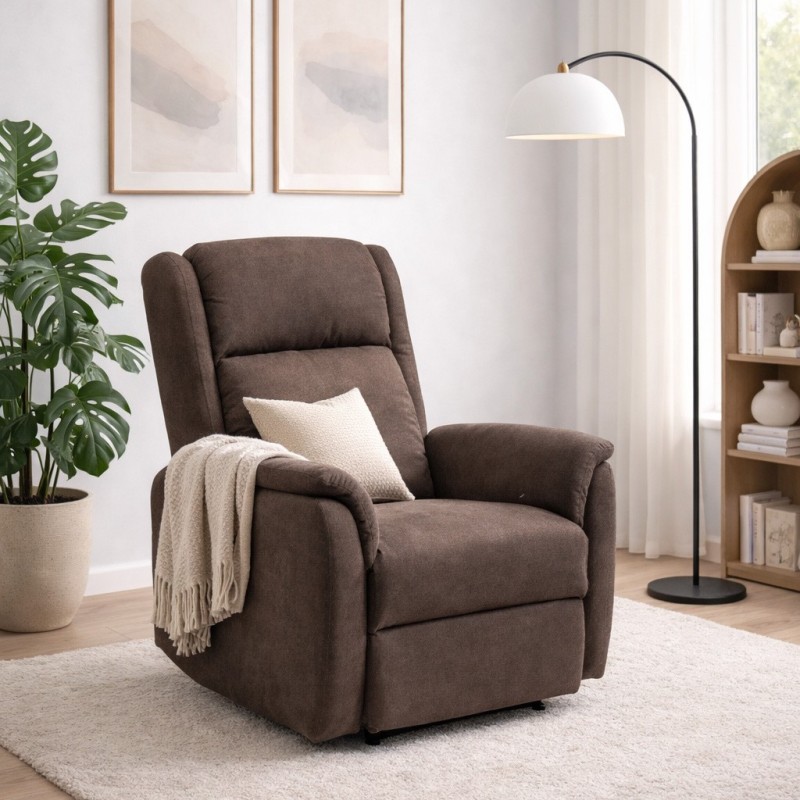 SILLON MOD. DOMA RELAX MANUAL C/ CHOCO Y GRIS  TELA