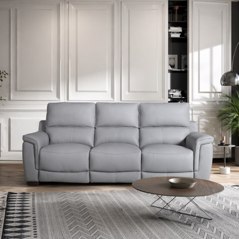 CONJUNTO 3 +2 PL. MOD. LEONOR PIEL C/ GRIS RELAX ELECTRICO