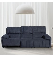 SOFA 3 PL. MOD. TRACA TELA C/ GRIS OSCURO RELAX ELECTRICO