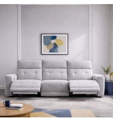 SOFA 3 PL. MAXI MOD. KANIO TELA C/ GRIS CLARO 2 RELAX ELECTRICO SISTEMA GRAVEDAD CERO - MODULO CENTRAL FIJO