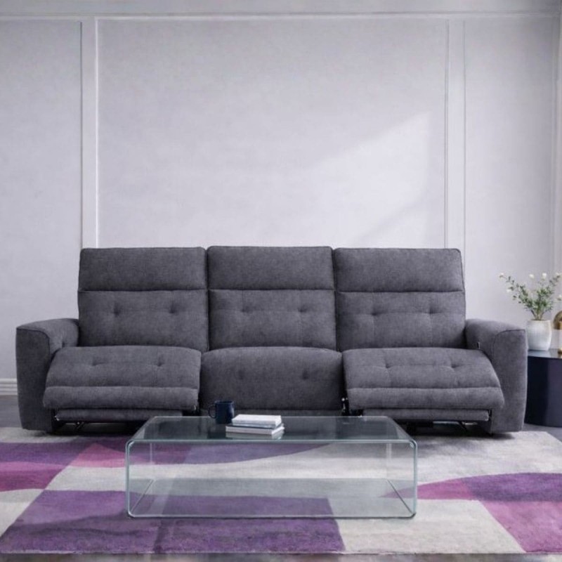 SOFA 3 PL. MAXI MOD. KANIO TELA C/ GRIS OSCURO 2 RELAX ELECTRICO SISTEMA GRAVEDAD CERO - MODULO CENTRAL FIJO