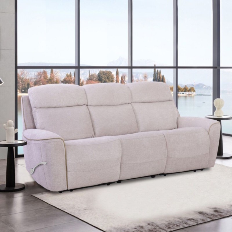 SOFA 3 PL. MOD. CLOE TELA C/ BEIGE RELAX MANUAL