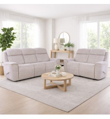 CONJUNTO 3+2 PL. MOD. CLOE TELA C/ BEIGE RELAX MANUAL