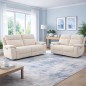 CONJUNTO  3 +2  PL. MOD. SONS TELA C/ GRIS CLARO Y BEIGE 2 RELAX ELECTRICOS - 1 MOTOR POR MODULO