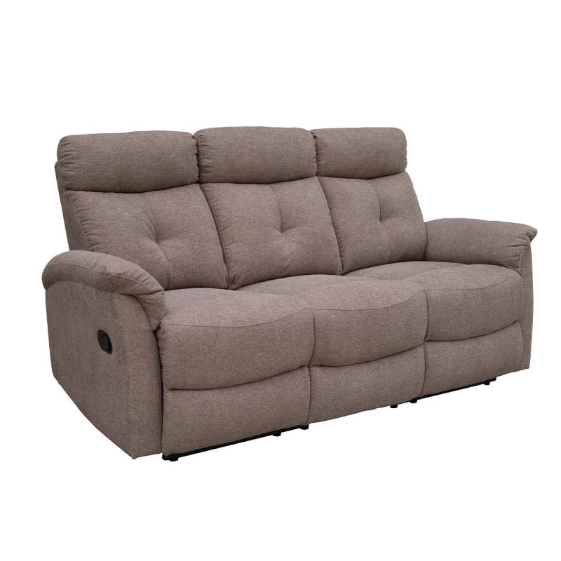 SOFA 3 PL. MOD. NAPOLEON  RELAX MANUAL C/ MARRON  TELA