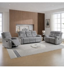 CONJUNTO 3+2 PL. RELAX MOD. NEVER TELA C/ GRIS RELAX MANUAL