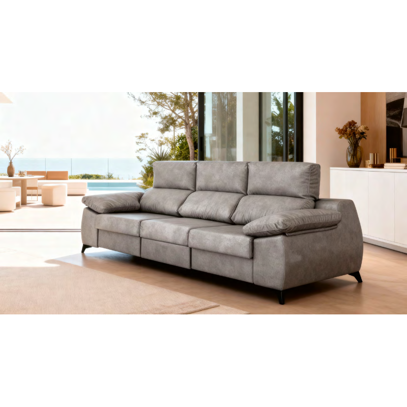 SOFA 3 PL. CARRO MOD. AZAHARA TELA C/ GRIS