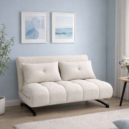 SOFA CAMA MOD. IRAT TELA C/ BEIGE Y GRIS OSCURO