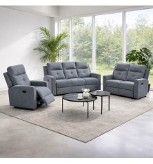 CONJUNTO  3 +2  PL. MOD. ENEKO RELAX MANUAL C/ MARRON OSCURO Y GRIS