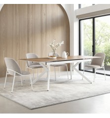 MESA EXTENSIBLE MOD. OLIMPA (140/180 CM) TAPA C/ MADERA - PATA BLANCA