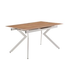 MESA EXTENSIBLE MOD. OLIMPA (140/180 CM) TAPA C/ MADERA - PATA BLANCA