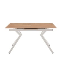 MESA EXTENSIBLE MOD. OLIMPA (140/180 CM) TAPA C/ MADERA - PATA BLANCA