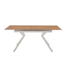MESA EXTENSIBLE MOD. OLIMPA (140/180 CM) TAPA C/ MADERA - PATA BLANCA