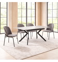 MESA EXTENSIBLE MOD. OLIMPA (140/180 CM) TAPA BLANCA - PATA NEGRA