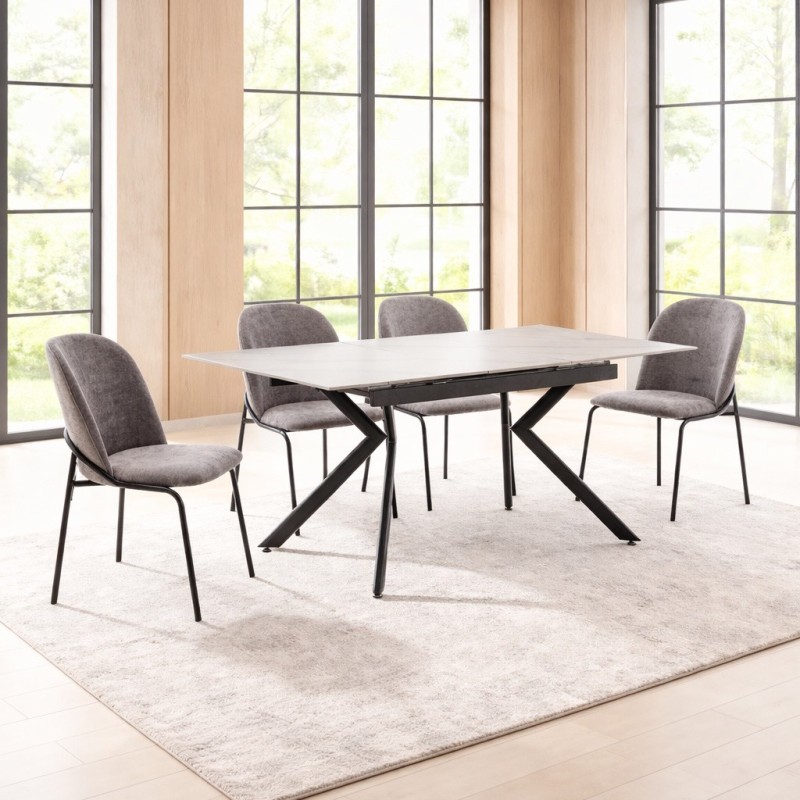 MESA EXTENSIBLE MOD. OLIMPA (140/180 CM) TAPA BLANCA - PATA NEGRA