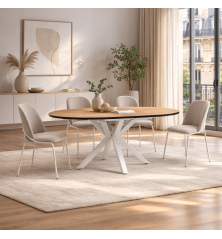 MESA COMEDOR EXTENSIBLE MOD. ALOWE - PATAS C/ NEGRA Y BLANCA 110/150*110*76 CM