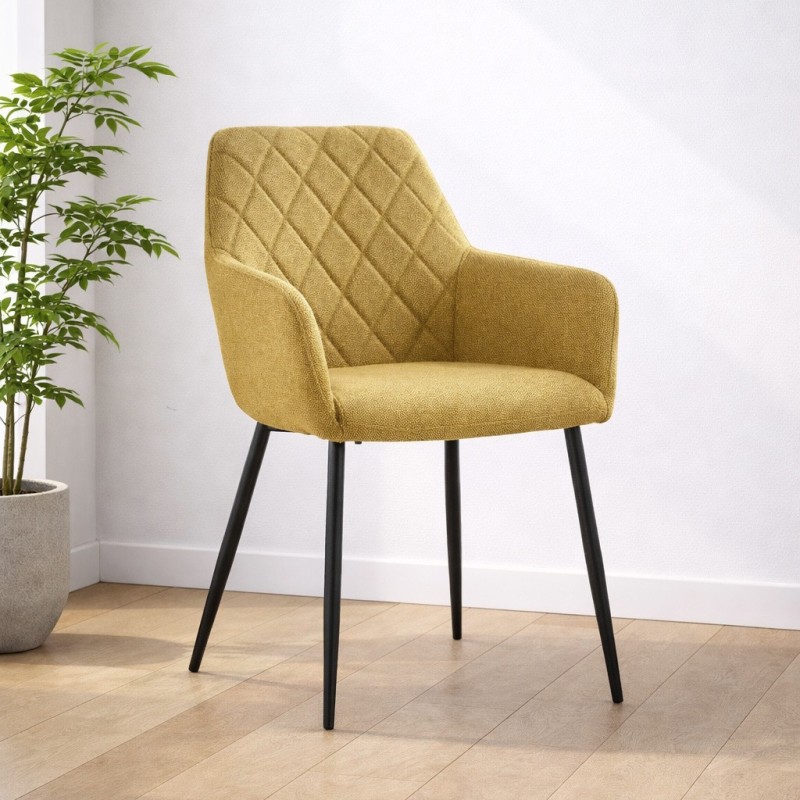 SILLA MOD. VALERIA TELA C/ GRIS, MARRON Y MOSTAZA  - PATA NEGRA