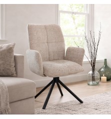 SILLA MOD. MILAN C/ BRAZOS TELA C/ BEIGE Y GRIS  PATA NEGRA (GIRATORIA 180º) SE SIRVE EN CAJAS DE 4 UDS
