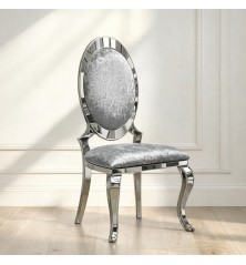 SILLA MOD. BAST TELA BLANCA Y GRIS  - PATA CROMO SE SIRVE EN CAJAS DE 4 UDS