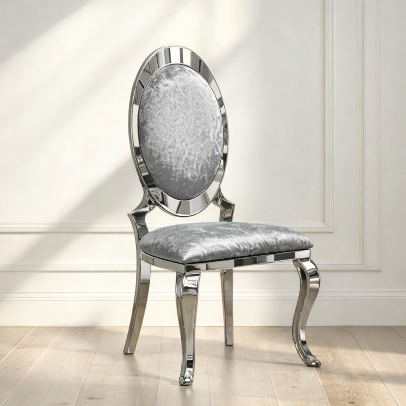 SILLA MOD. BAST TELA BLANCA Y GRIS - PATA CROMO SE SIRVE EN CAJAS DE 4 UDS SILLA MOD. BAST TELA BLANCA Y GRIS - PATA CROMO SE SIRVE EN CAJAS DE 4 UDS