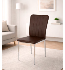 SILLA MOD. ALAN PU BLANCO Y CHOCO /PATA CROMO SE SIRVE EN CAJAS DE 6 UDS