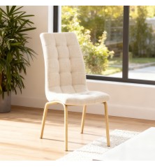 SILLA MOD. JANA TELA C/ BEIGE PATA MADERA CAJA DE 4 UDS