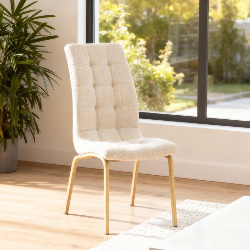 SILLA MOD. JANA TELA C/ BEIGE PATA MADERA CAJA DE 4 UDS SILLA MOD. JANA TELA C/ BEIGE PATA MADERA CAJA DE 4 UDS