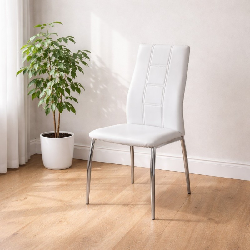 SILLA MOD. ROCIANA CROMO PU C/BLANCO Y NEGRO CAJAS DE 6 UDS SILLA MOD. ROCIANA CROMO PU C/BLANCO Y NEGRO CAJAS DE 6 UDS
