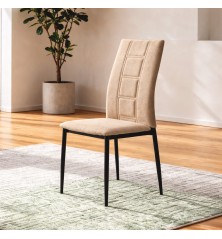 SILLA MOD. ROCIANA PATA NEGRA TELA C/ MOSTAZA, GRIS OSCURO Y BEIG OSCURO.
