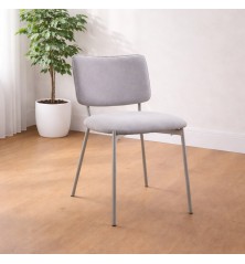 SILLA MOD. TEDY TELA C/ GRIS CLARO - PATA CREMA, NEGRA
