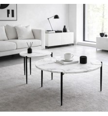 MESA CENTRO MOD. EDEROL C/ MARMOL EN BLANCO Y EN NEGRO