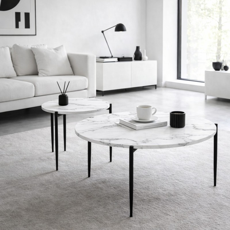 MESA CENTRO MOD. EDEROL C/ MARMOL EN BLANCO Y EN NEGRO MESA CENTRO MOD. EDEROL C/ MARMOL EN BLANCO Y EN NEGRO