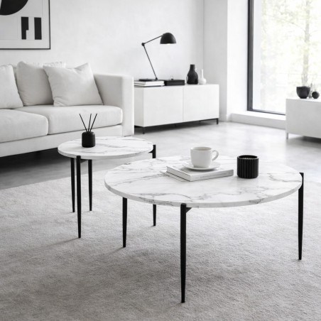 MESA CENTRO MOD. EDEROL C/ MARMOL EN BLANCO Y EN NEGRO