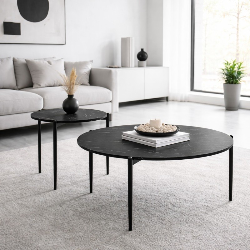 MESA CENTRO MOD. EDEROL C/ MARMOL EN BLANCO Y EN NEGRO MESA CENTRO MOD. EDEROL C/ MARMOL EN BLANCO Y EN NEGRO