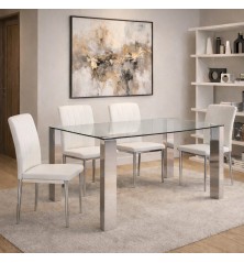 MESA DE COMEDOR DE CRISTAL MODELO CORALINA