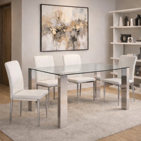 MESA DE COMEDOR DE CRISTAL MODELO CORALINA