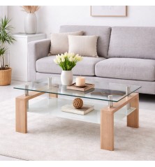 Mesa de centro Sendra cristal pata blanco o roble