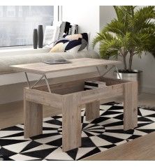 MESA CENTRO ELEVABLE MOD. PETRONA EN  BLANCO, ROBLE , ARTISAN