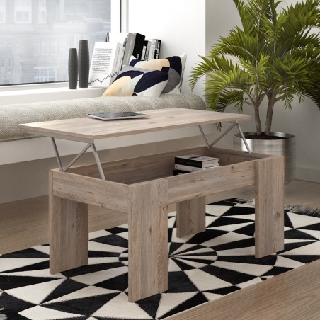 MESA CENTRO ELEVABLE MOD. PETRONA EN BLANCO, ROBLE , ARTISAN