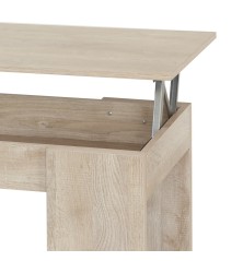 MESA CENTRO ELEVABLE MOD. PETRONA EN  BLANCO, ROBLE , ARTISAN